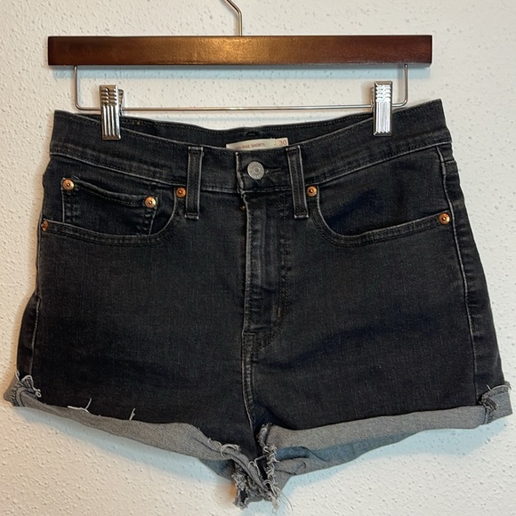 Levis Black Jean High Rise Shorts Size 30 - Picture 3 of 7
